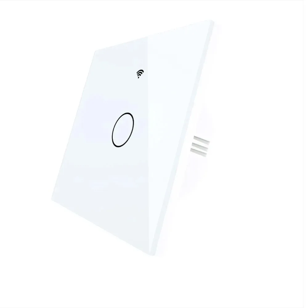 WiFi RF433 Smart  Light Wall Touch Switch Single Pole 220V No Neutral Wire EU Standard