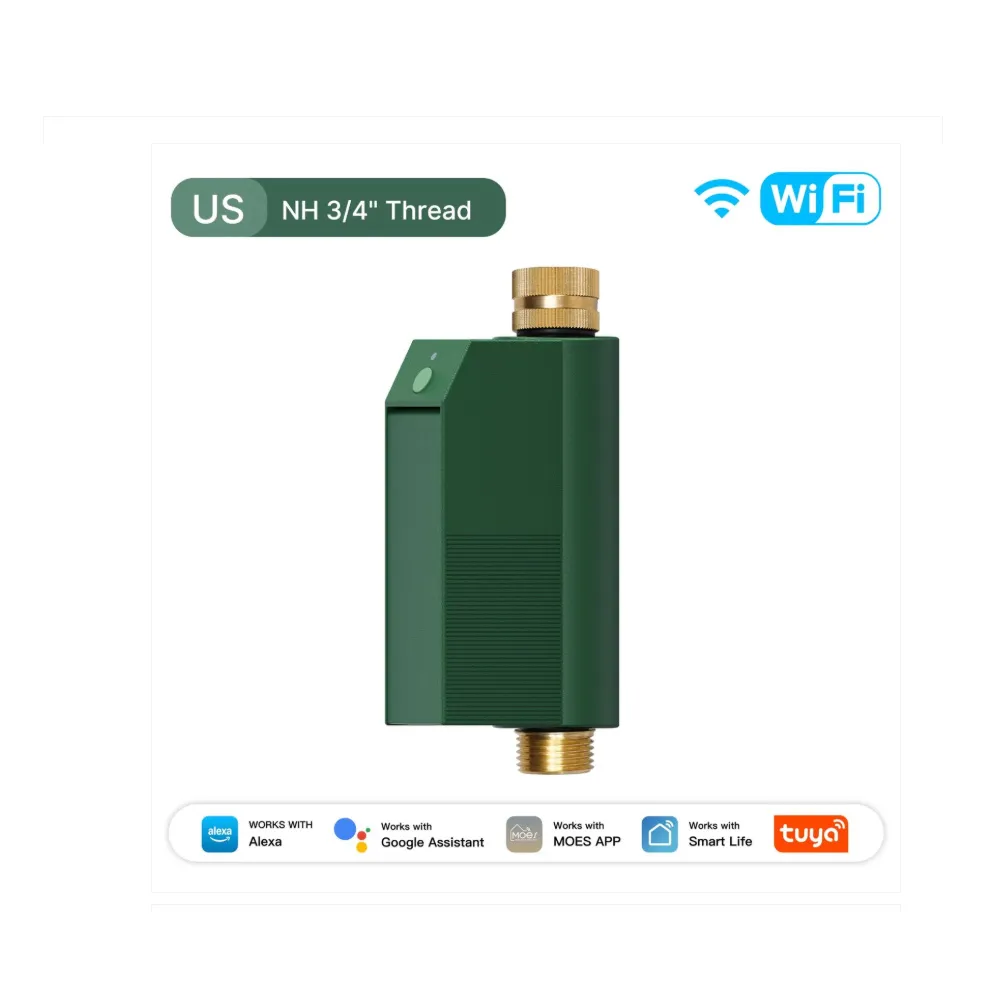 WiFi Smart Water Timer with Flow Meter, Brass Valve, IP65 Waterproof Irrigation Controller Alexa Google