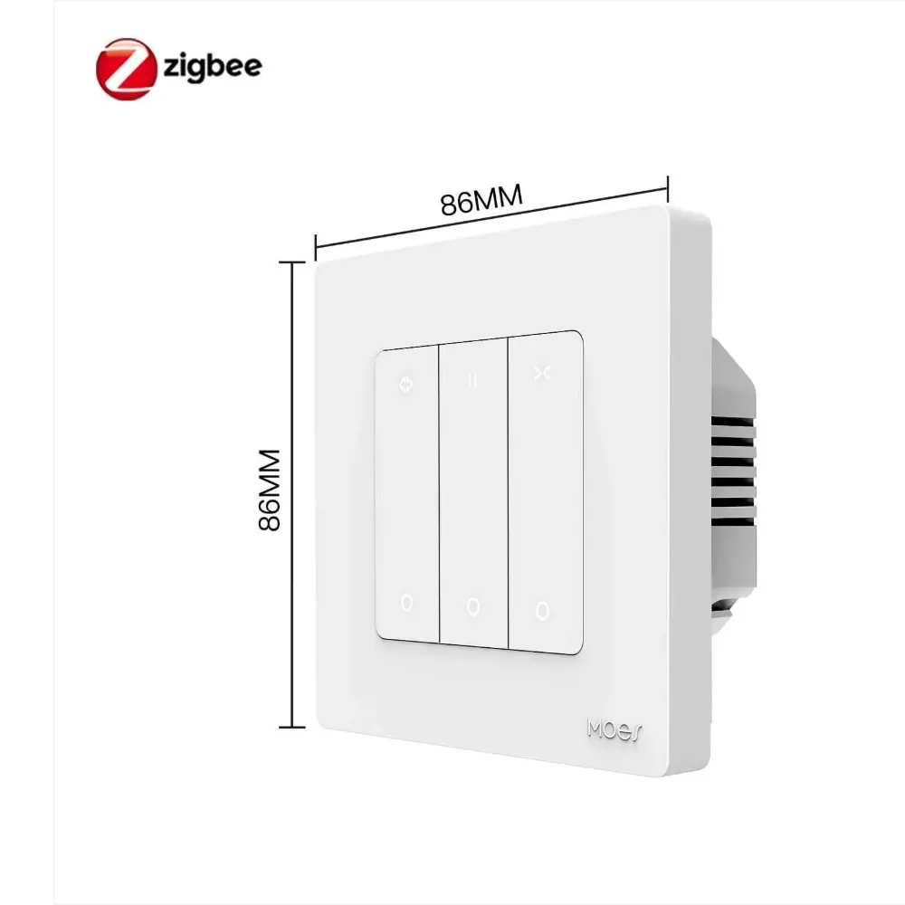 [ZRS-SR-EUC-WH] ZigBee RF Smart Curtain Switch – Roller Shutter & Electric Blind Motor, Timing & Remote Control (White)