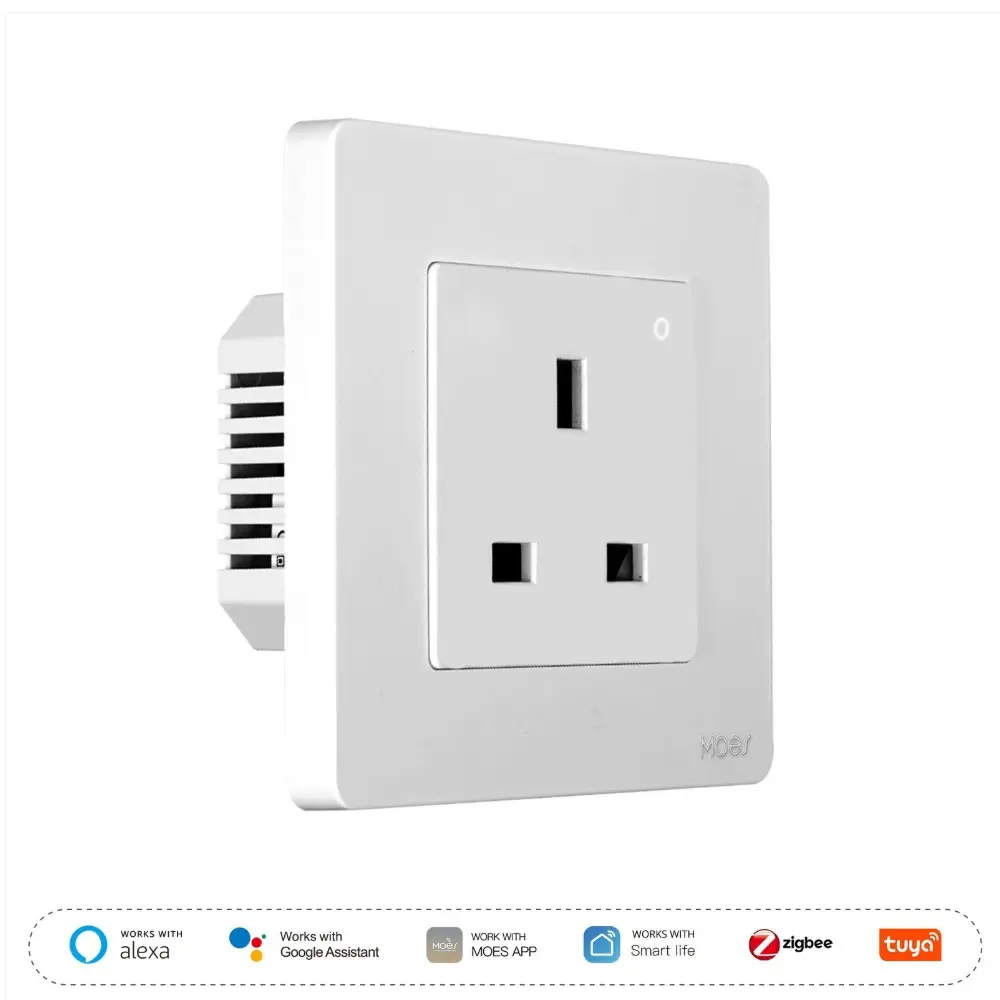 [ZK-SR-UK-WH] Star Ring ZigBee Smart Socket – UK Wall Embedded Outlet with Energy Monitor (White)