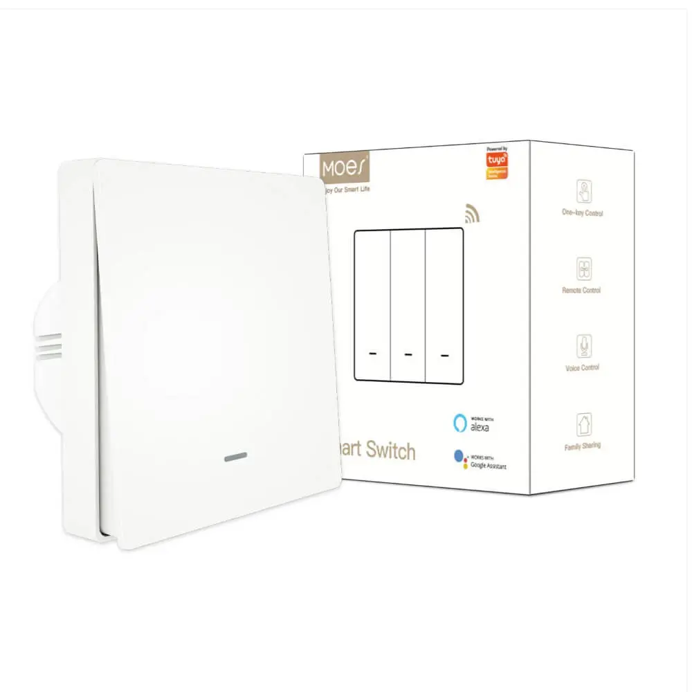 [ZS-B-EU1-WH] ZigBee Smart Push Button Light Switch – 1/2/3 Gang, Multi-Control, Neutral Optional, EU (White, 1Gang)