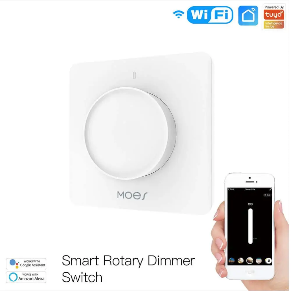 Smart Light Dimmer Rotary Switch – Schedule Timer, Brightness Memory, EU Version 
