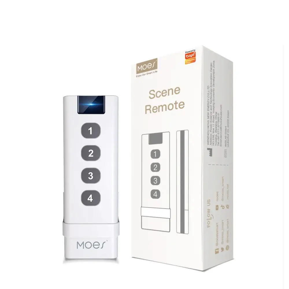 مفتاح مشاهد لاسلكي Tuya ZigBee أربع أزرار – تحكم مباشر نقطة إلى نقطة