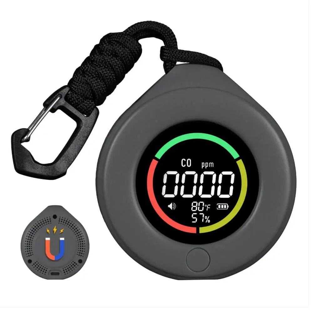 [S01-CO-GY] Mini Carbon Monoxide Detector Portable Temp/Humi/CO Meter(Non-smart)  (Grey)