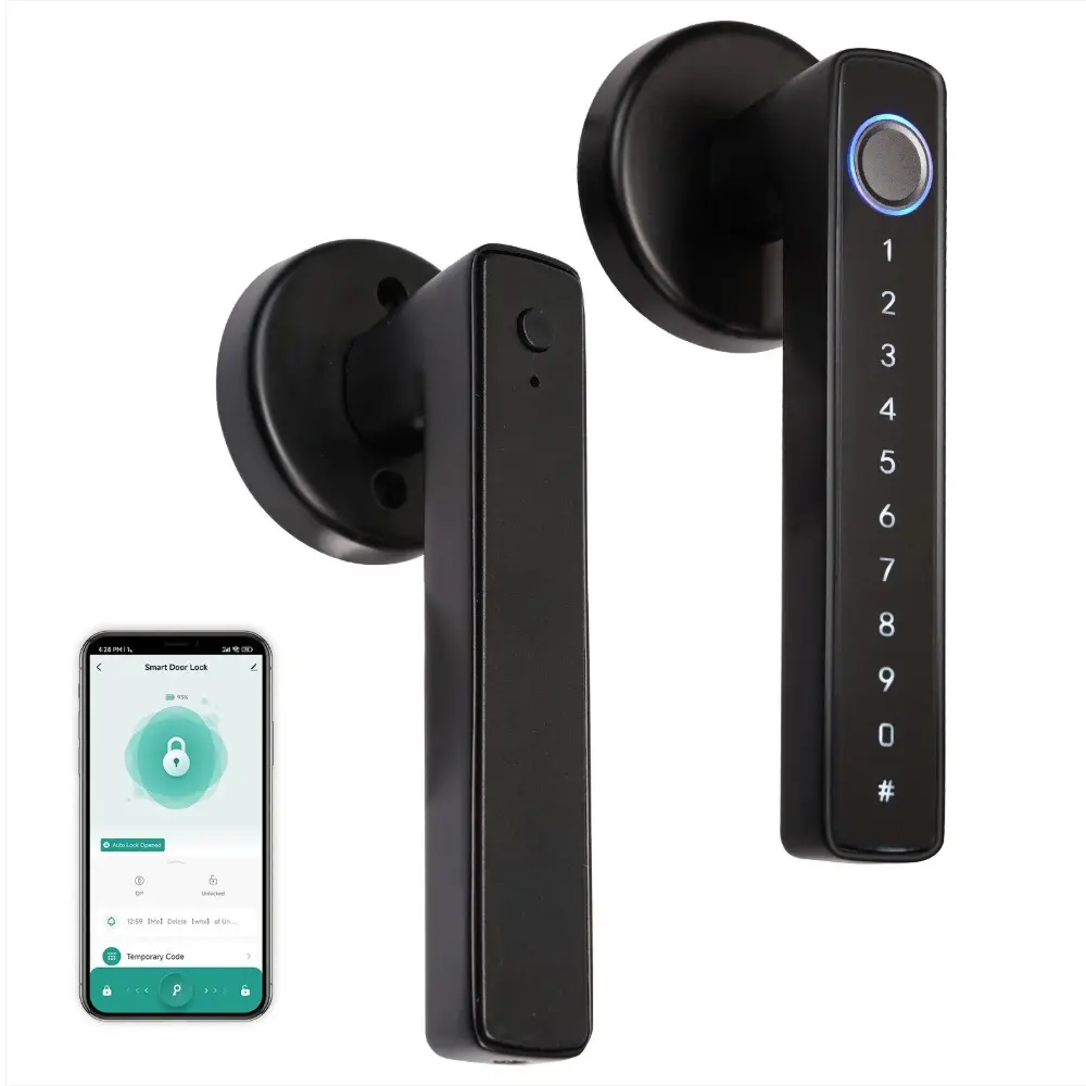 Ble Smart Door Lock with Passcode keypad, Biometric Entry Doorknob with Handle