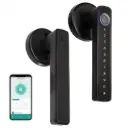قفل باب ذكي يعمل بتقنية البلوتوث مزوّد بلوحة مفاتيح لإدخال رمز المرور ومستشعر بصمة مع مقبض لليد