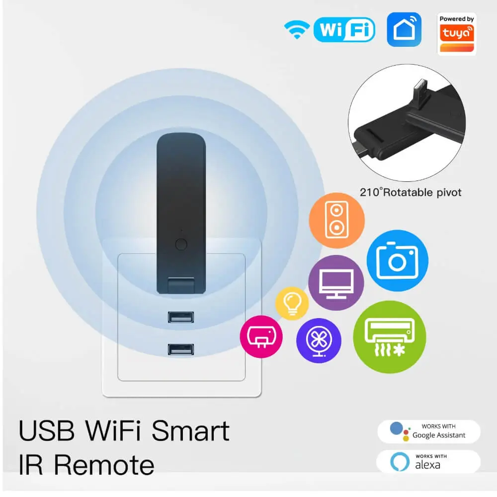 [WR-FL-IR-U] جهاز تحكم عن بُعد ذكي لاسلكي عبر WiFi وUSB يعمل بالأشعة تحت الحمراء (IR) والترددات اللاسلكية (RF) شامل/موحّد/متعدد الأجهزة ( جهاز تحكم بالأشعة تحت الحمراء )