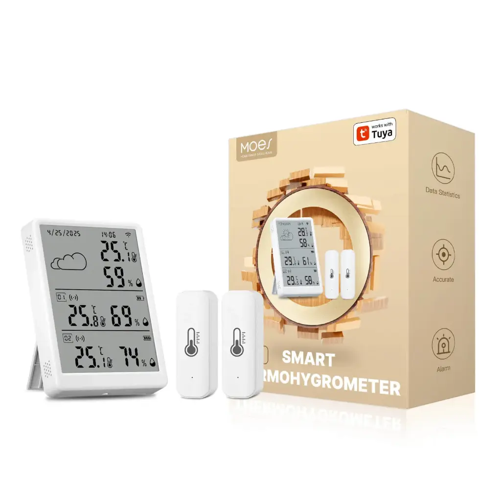 [WSS-TH210] WiFi Hygrometer Thermometer 3 Pack, Digital Smart Temperature Humidity Monitor with 2 Wireless Sensors Indoor Kit, 382Ft Rang RF Remote Control 