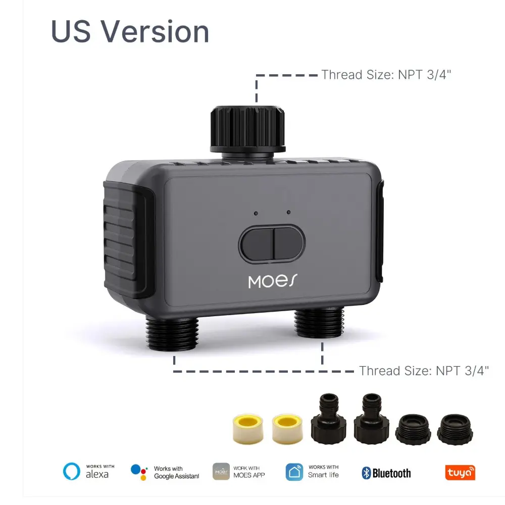 BLE Timer, Smart Sprinkler Water Timer with 2 Outlet 