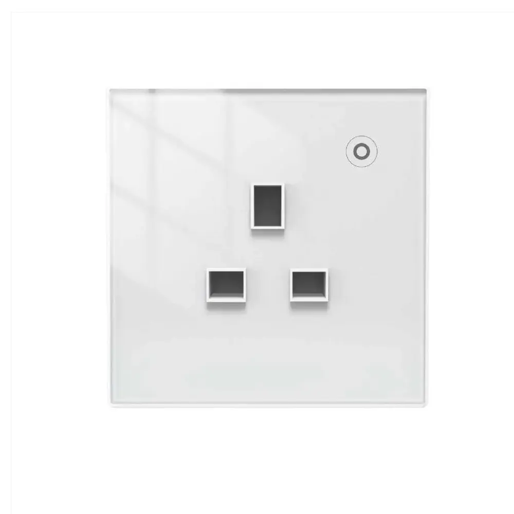 [WK-UK16M-WH] WiFi Smart Wall Socket – Glass Panel, Power Monitor, Adjustable Relay & Light Mode (White)