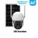 4G Solar Outdoor Security Camera,7800mAh+7W Solar Panel,IP65 Waterproof,360°PTZ,No SIM Required(US Version) 