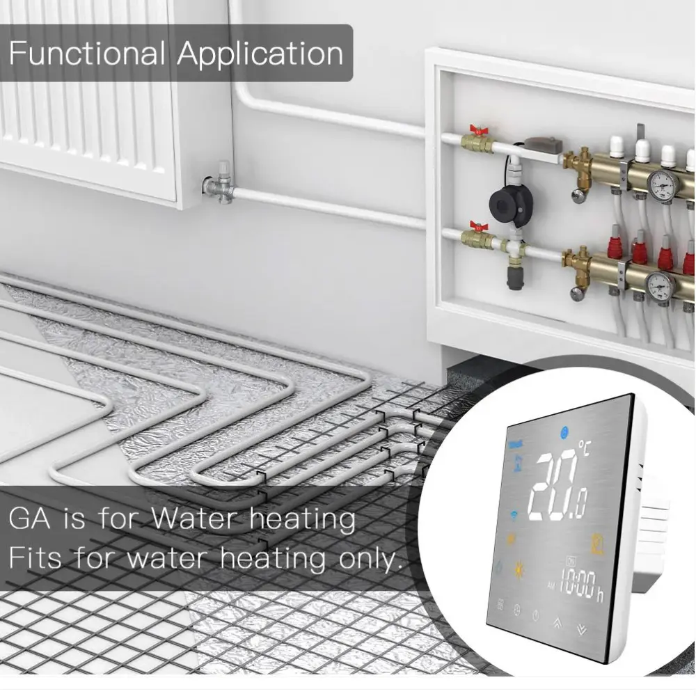 ZigBee Smart Thermostat for Water/Electric floor Heating Water/Gas Boiler Brushed panel 