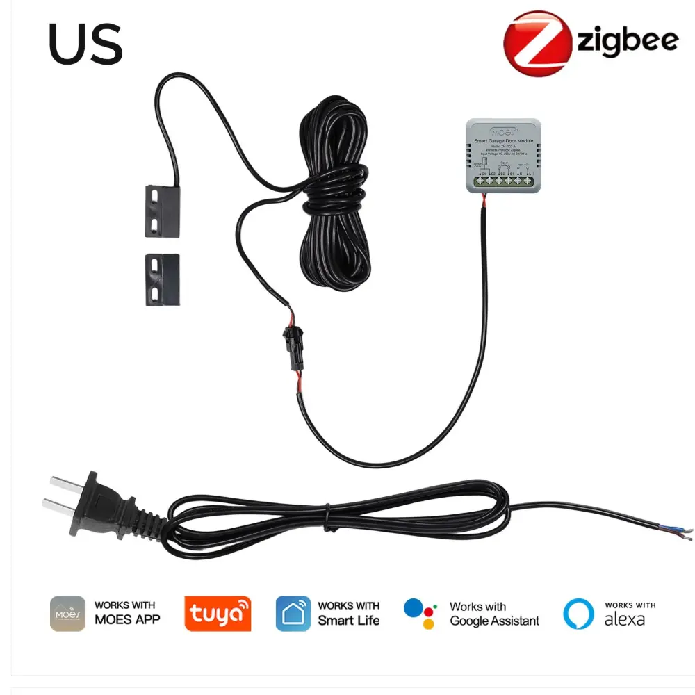 Zigbee Garage Door Controller Module Works with Tuya/Smart Life Alexa & Google Home Voice Control 