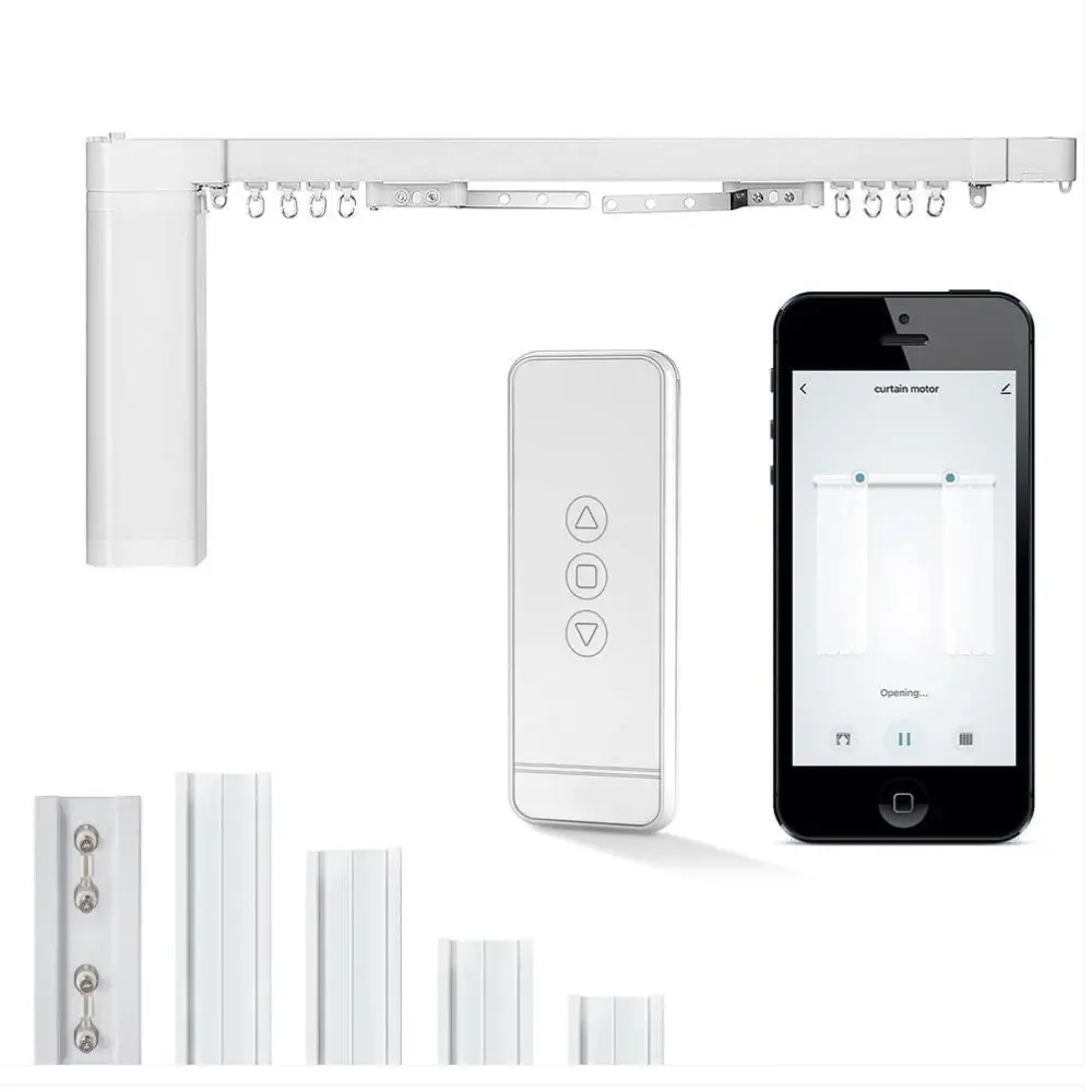 WiFi Smart Electric Motorized Splicing Curtain Tracks System,Tuya Curtain Motor with DIY Track RF Remote 