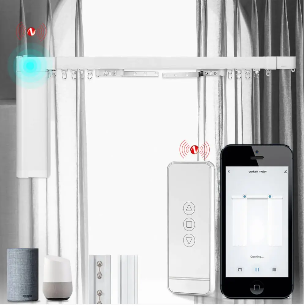 [ZC-PJ220] ZigBee Smart Electric Motorized Splicing Curtain Tracks System,Tuya Curtain Motor with DIY Track RF Remote  (86 inc (0-2.16m), Standard)