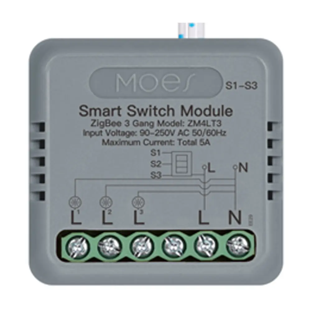 [ZM-104C-M-LT] Mini ZigBee Smart Switch 3/4 Gang – Hidden Smart Control Without Rewiring (3Gang)