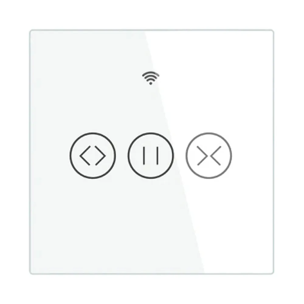 [WS-EUR-C-W] WiFi RF433 Smart Curtain Switch 2/3 Way with RF Remote Control for Curtain Motor Track Roller Blinds Shutters Tuya Smart Life (White)