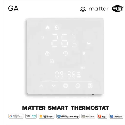Smart Thermostat Matter WiFi Temperature Controller Water/ Electric /Gas /Boiler Floor Heating 