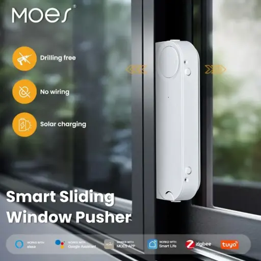[ZC-LP01] ZigBee Smart Sliding Window Pusher Automatic Opener Closer Solar Charging 