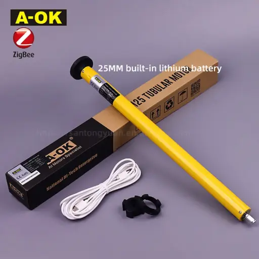 [ZC-AM25-11] محرك ستائر ذكي AM25 | Tuya ZigBee ببطارية ليثيوم قابلة لإعادة الشحن – 25 مم