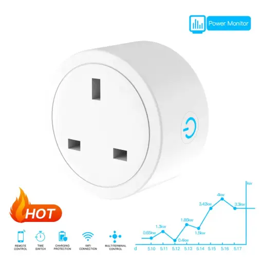 [WP-XS-UKY15] Tuya Wifi 15A Smart UK Socket Smart Plug Wireless Remote Control with Power Monitor google Home Alexa Voice Control