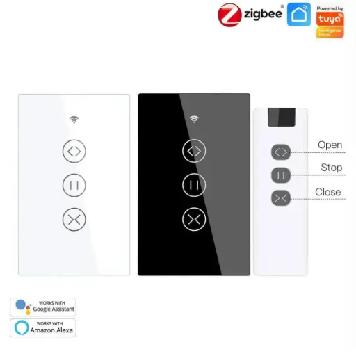 ZigBee RF433 Smart Curtain/Blinds/Shutter Touch Switch – Multi-Control, Neutral Wire Required, US